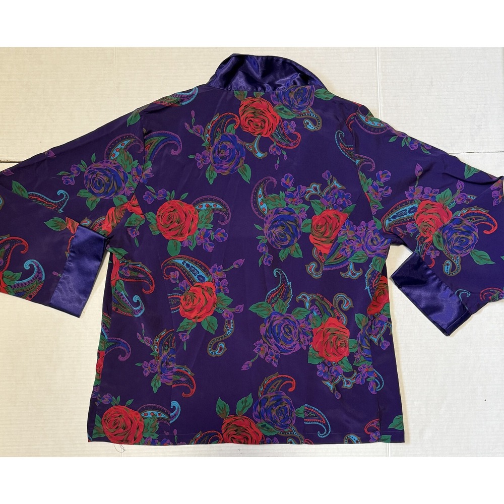 VICTORIAS SECRET - Women's VINTAGE Purple Floral Gold Label Lounge Blazer- Small
